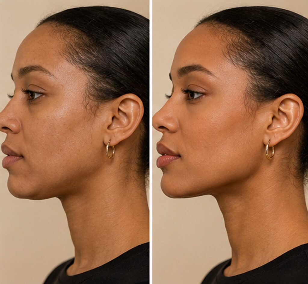 before and after results of Jawline Sculpting